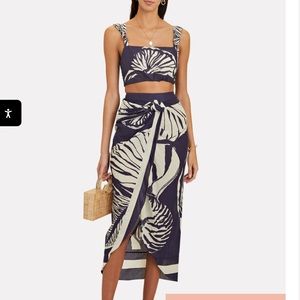 NWT. Johanna Ortiz. Printed Wrap Skirt & Crop Top Set. Size S